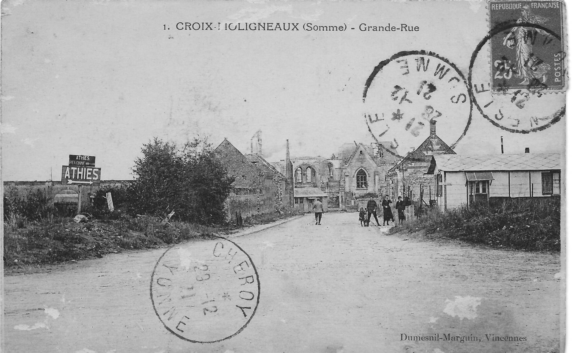 Croix moligneaux rue eglise 1922